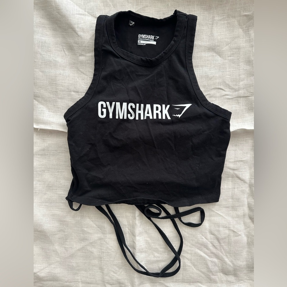Gymshark Black Crop Tie Workout Tank
